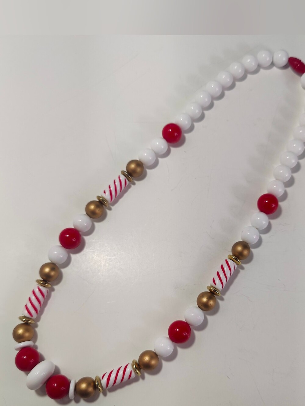 Vintage Avon Port of Call Necklace 1990s Nautical Red White Gold Beaded